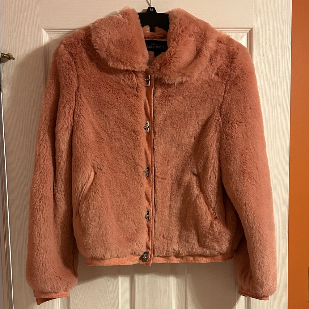 Donna Salyers Fabulous Furs Coral Teddy Jacket